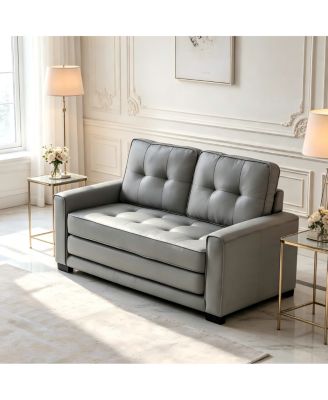 58" Tufted Convertible Sofa Bed, Upholstered Pull Out Sleeper Loveseat