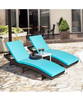 2 Piece Patio Rattan Folding Lounge Chair Adjustable
