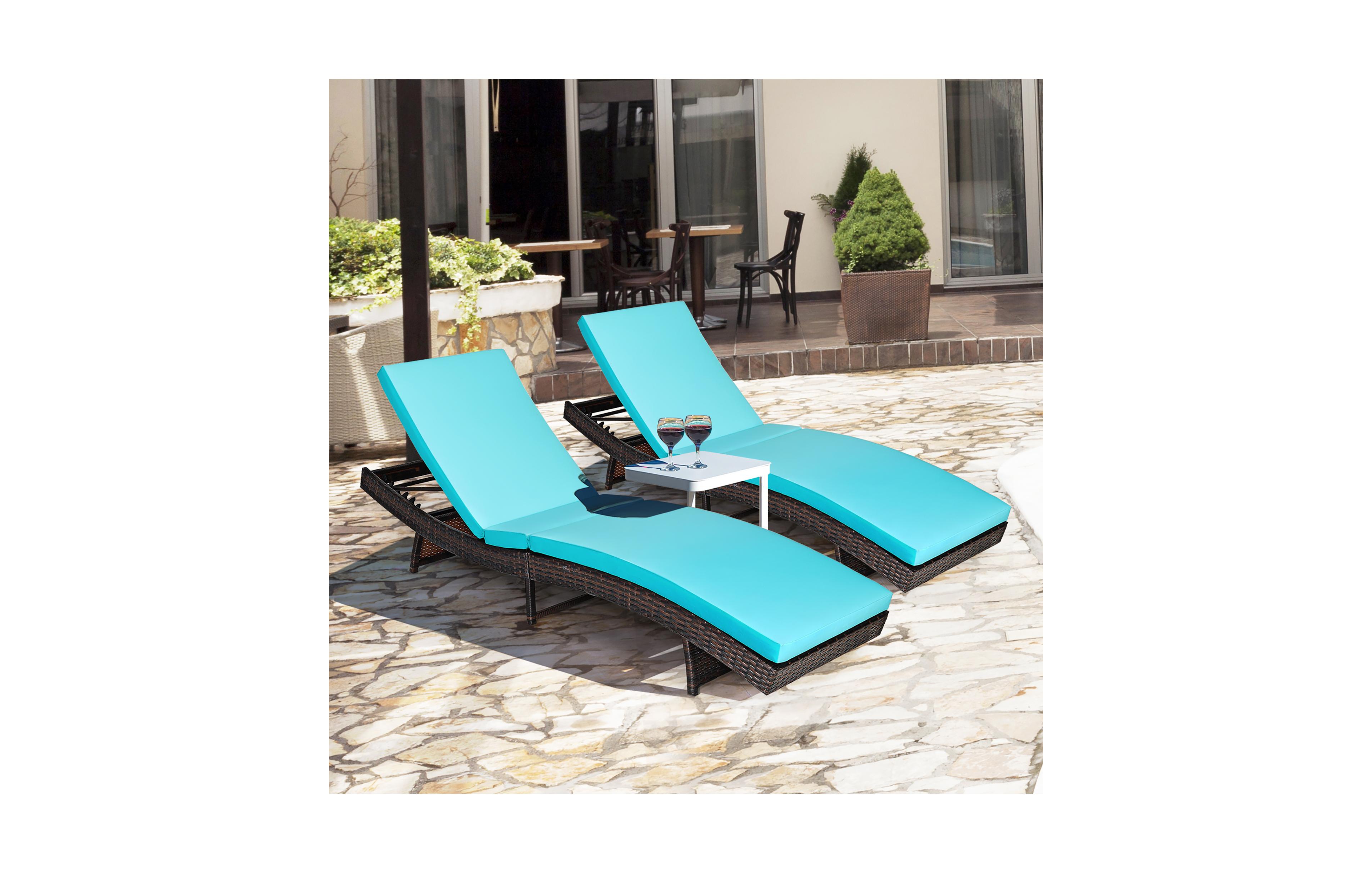 Costway 2 Piece Patio Rattan Folding Lounge Chair Adjustable