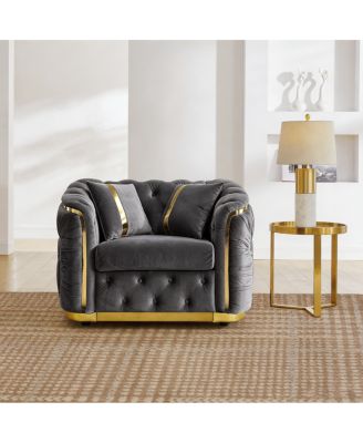 Mid Century Modern Velvet 1-Seater Chesterfield Sofa