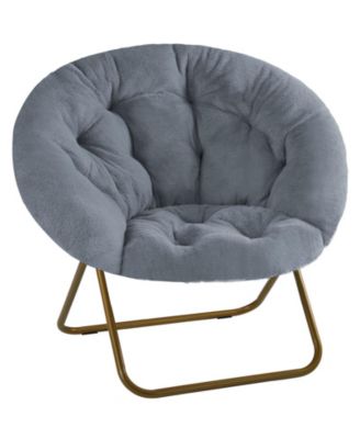 26-Inch Faux Fur Metal Tufted Folding Lounge Chair