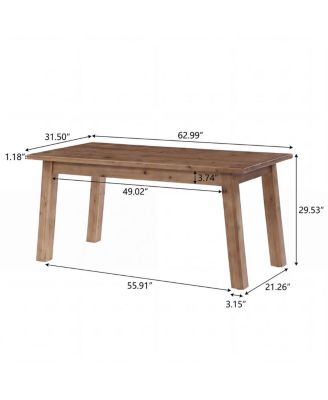 63" Farmhouse Wood Dining Table for 6 People