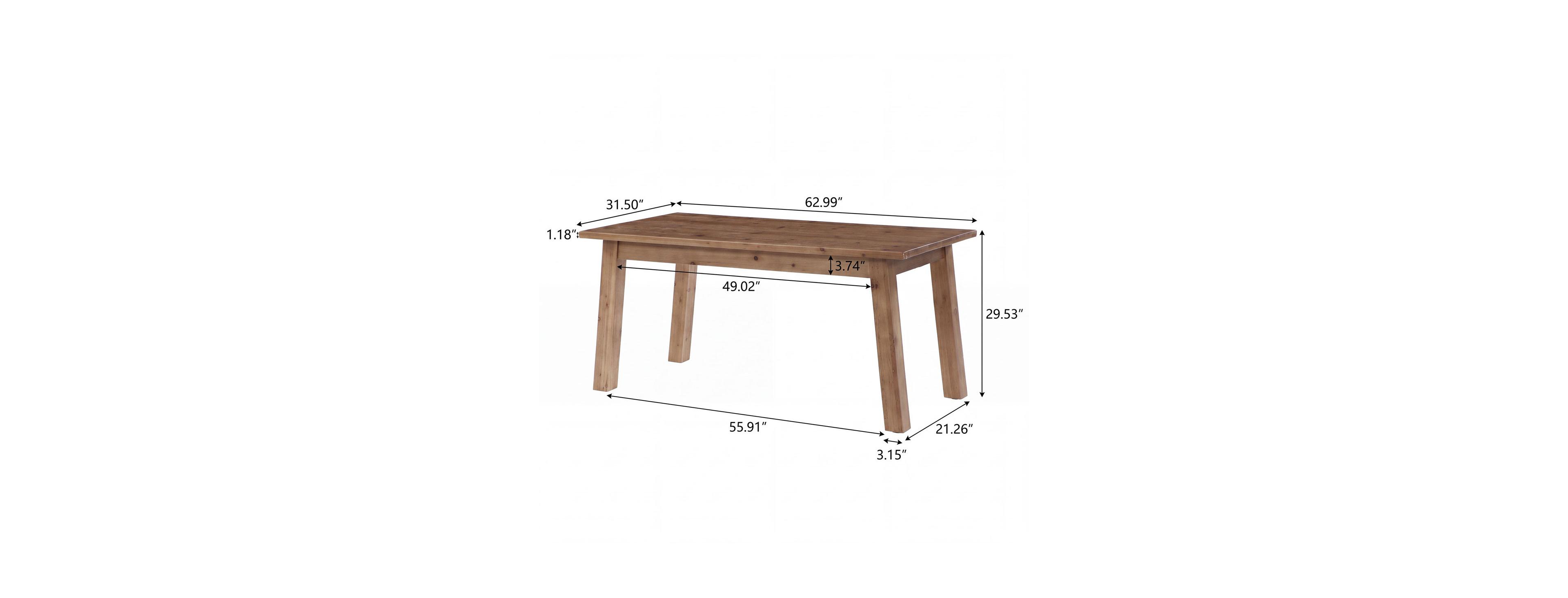 Tribesigns 63" Farmhouse Wood Dining Table for 6 People