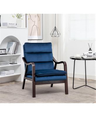 Mid-Century Modern Accent Chair with Wood Armrest