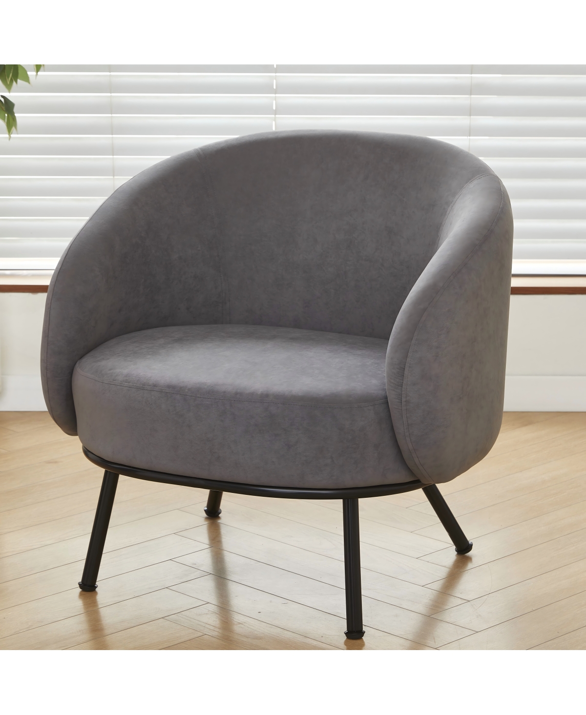 Streamdale Furniture Mid-Century Modern Velvet Accent Chair with Metal Legs - Gray