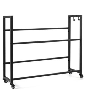 3.4 Feet 2-Tier Metal Adjustable Rolling Drink Crate Rack with Universal Wheels