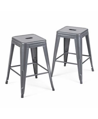 24-Inch Set of 2 Metal Backless Counter Stools