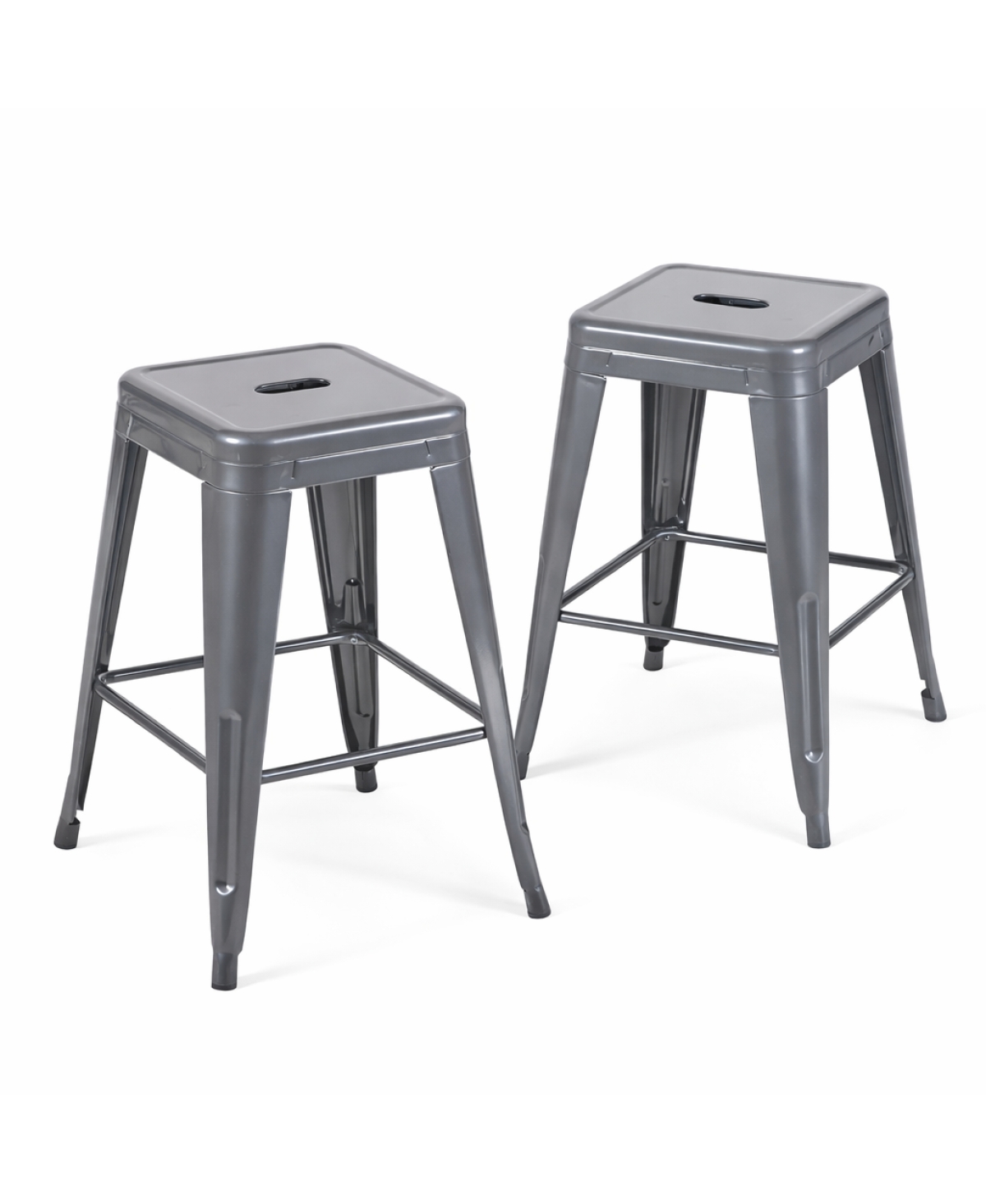Streamdale Furniture 24-Inch Set of 2 Metal Backless Counter Stools
