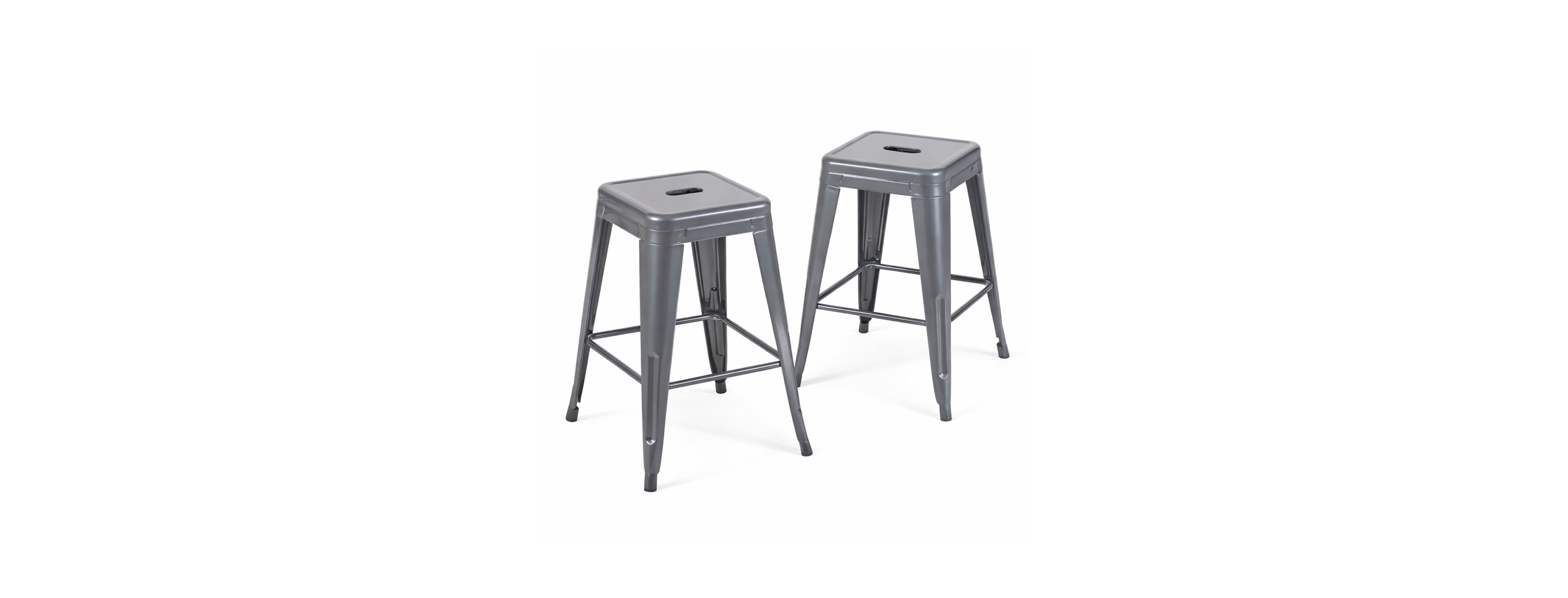 Streamdale Furniture 24-Inch Set of 2 Metal Backless Counter Stools