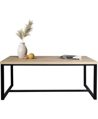 Bali Coastal Modern Coffee Table Natural Wood Top with Black Metal Legs