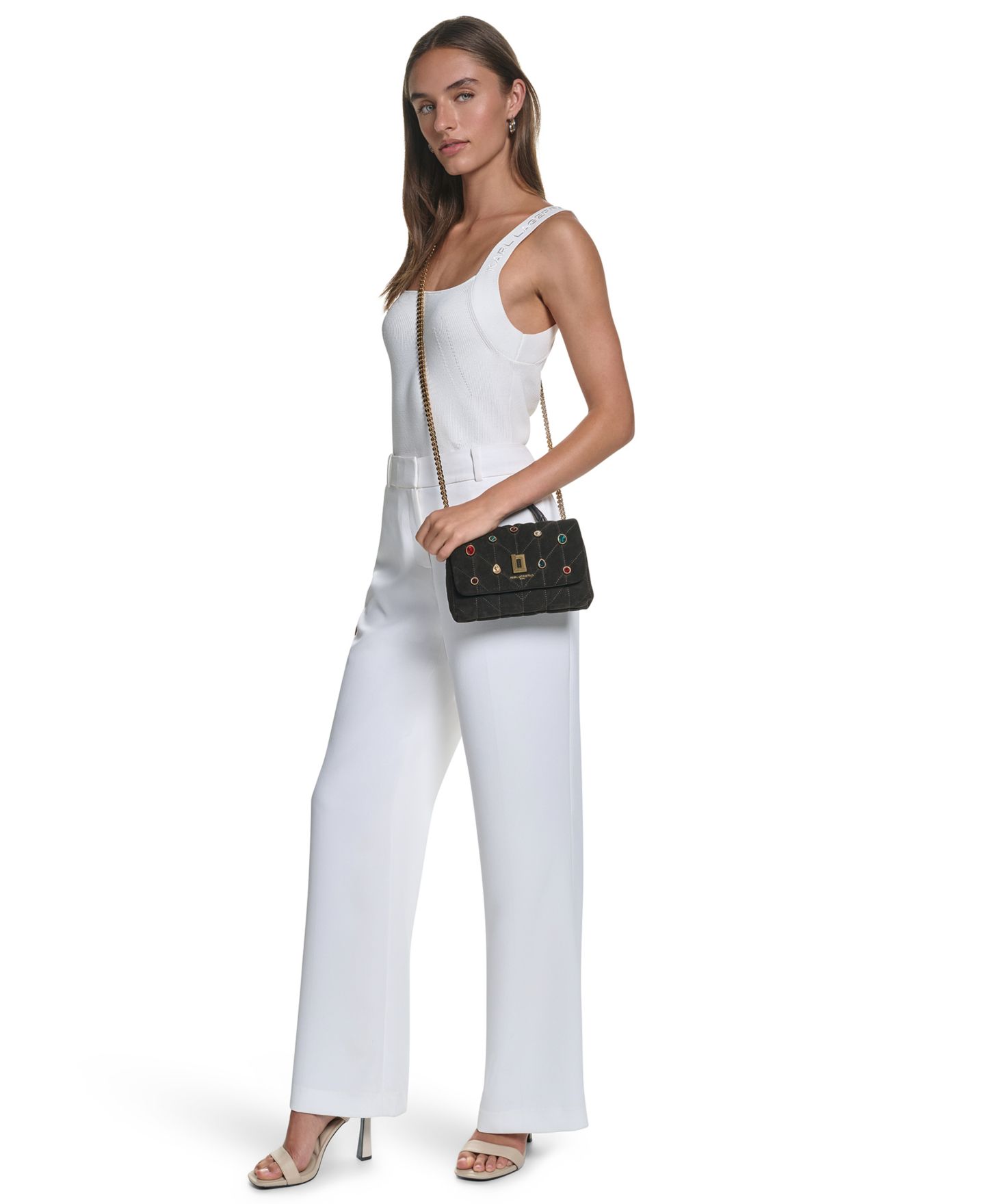 Женская сумка KARL LAGERFELD PARIS Lafayette Quilted Small Crossbody Handbag, цвет: Fudge — фото 2