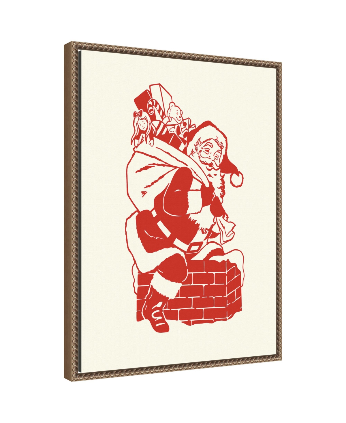 Kate and Laurel Vintage Santa by Megan Ryan Framed Canvas Wall Art Print