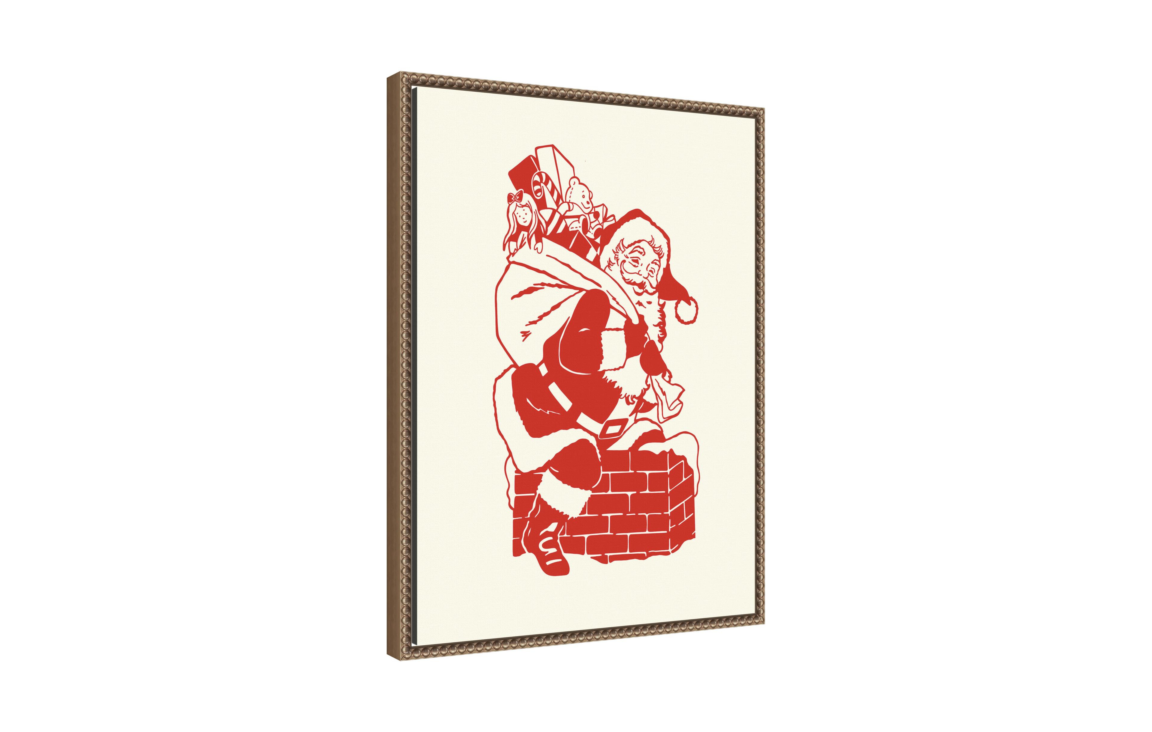 Kate and Laurel Vintage Santa by Megan Ryan Framed Canvas Wall Art Print