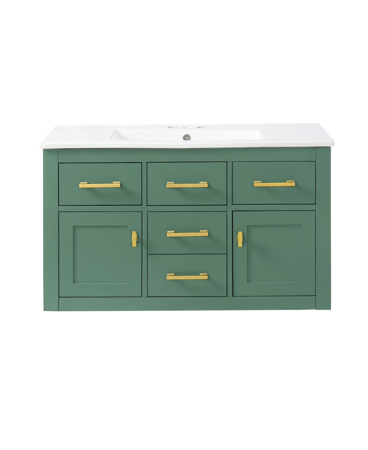 Sillysis 36 Inch Floating Bathroom Vanity, Mdf Cabinet with Solid Wood Frame, Ceramic Integrated Sink - Green