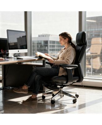 Ergonomic Full-Grain Leather Executive Office Chair with Footrest