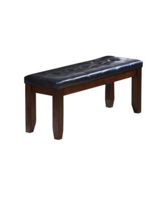 48" Faux Leather and Wood Upholstered Bench