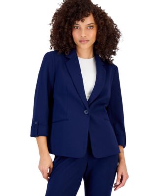 Petite 3/4-Sleeve One-Button Blazer