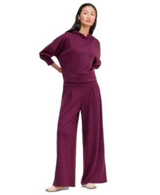 Women's Crystal Embellished Hooded Sweatshirt and Wide-Leg Sweatpants