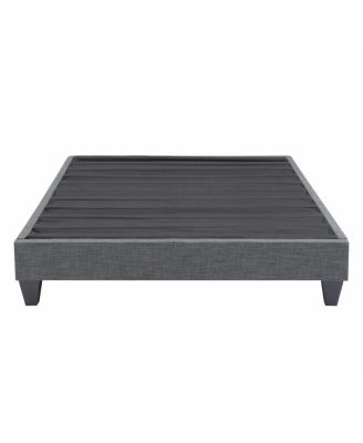 Upholstered Twin Platform Bed Frame with Geometric Footboard