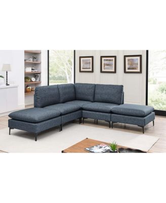 Linen Upholstered Modular Sectional with Metal Legs