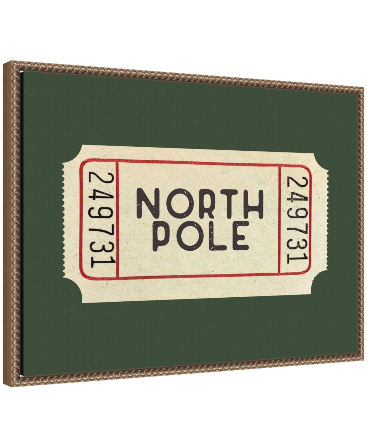 Kate and Laurel North Pole Ticket by Kikiandnim Framed Canvas Wall Art Print