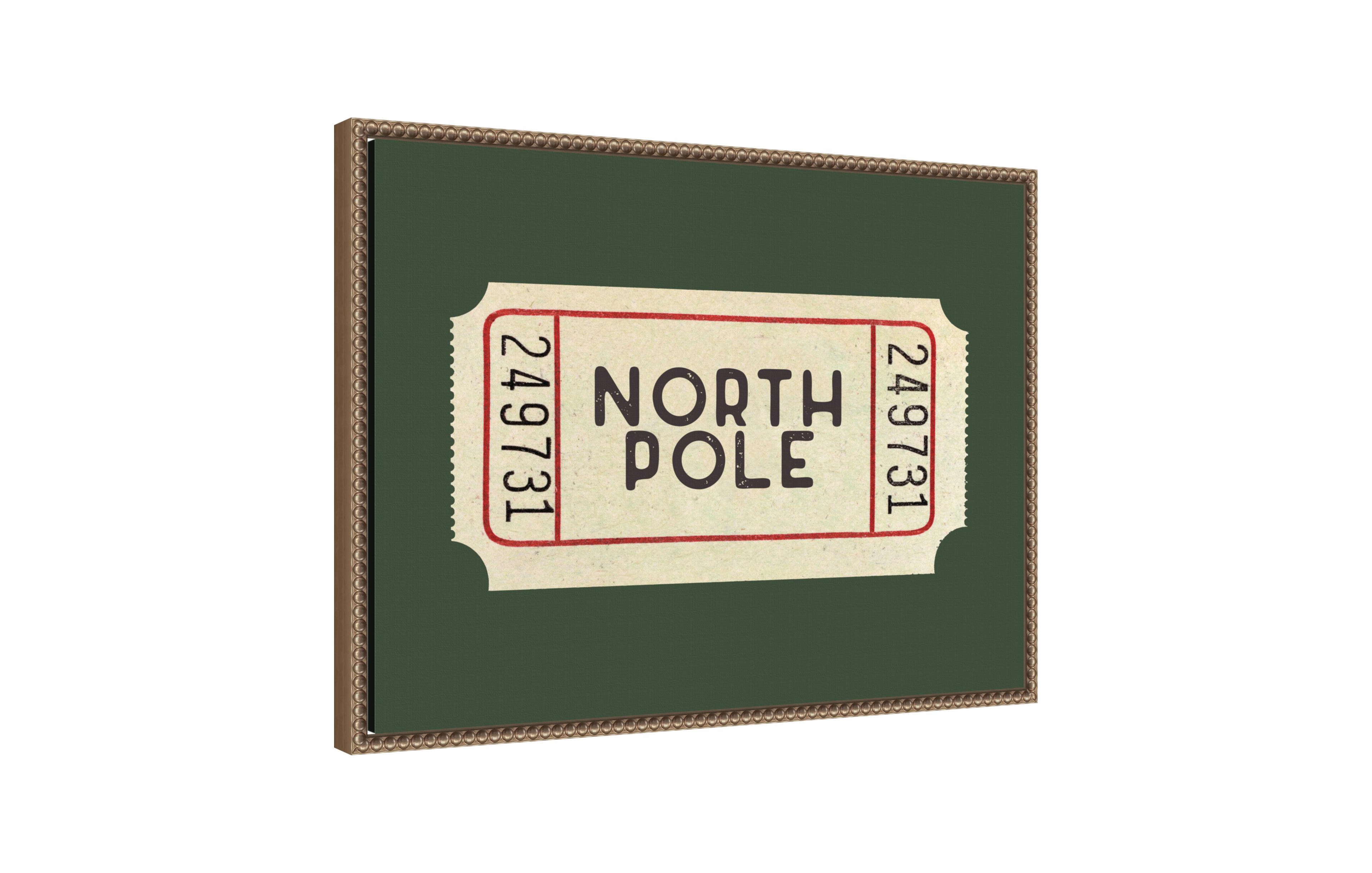Kate and Laurel North Pole Ticket by Kikiandnim Framed Canvas Wall Art Print