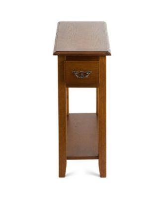2-Tier Narrow End Table Nightstand with Drawer and Rubber Wood Legs
