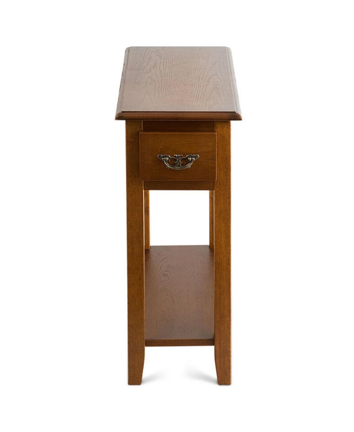 Gouun 2-Tier Narrow End Table Nightstand with Drawer and Rubber Wood Legs