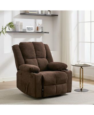 Manual Recliner Chair with Heat and Massage - Ergonomic Oversized Lounge Chair, Side Pockets, Heavy-Duty Steel Frame