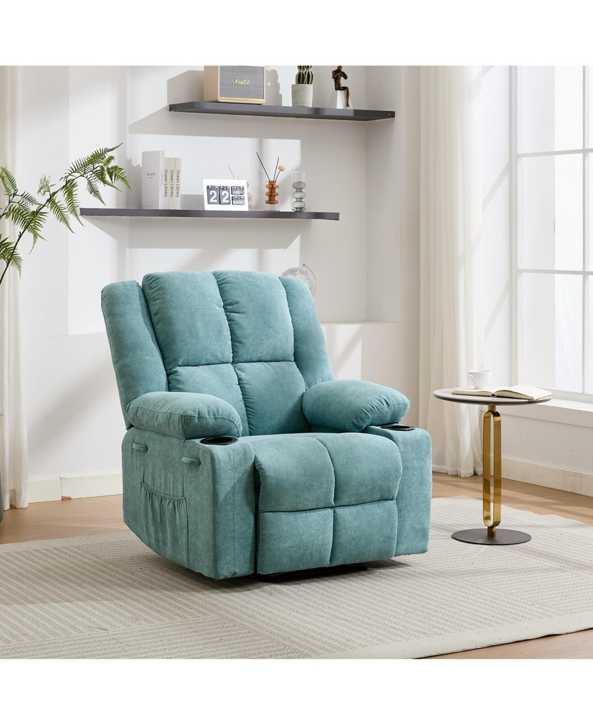 gaomon Manual Recliner Chair with Heat and Massage - Ergonomic Oversized Lounge Chair, Side Pockets, Heavy-Duty Steel Frame