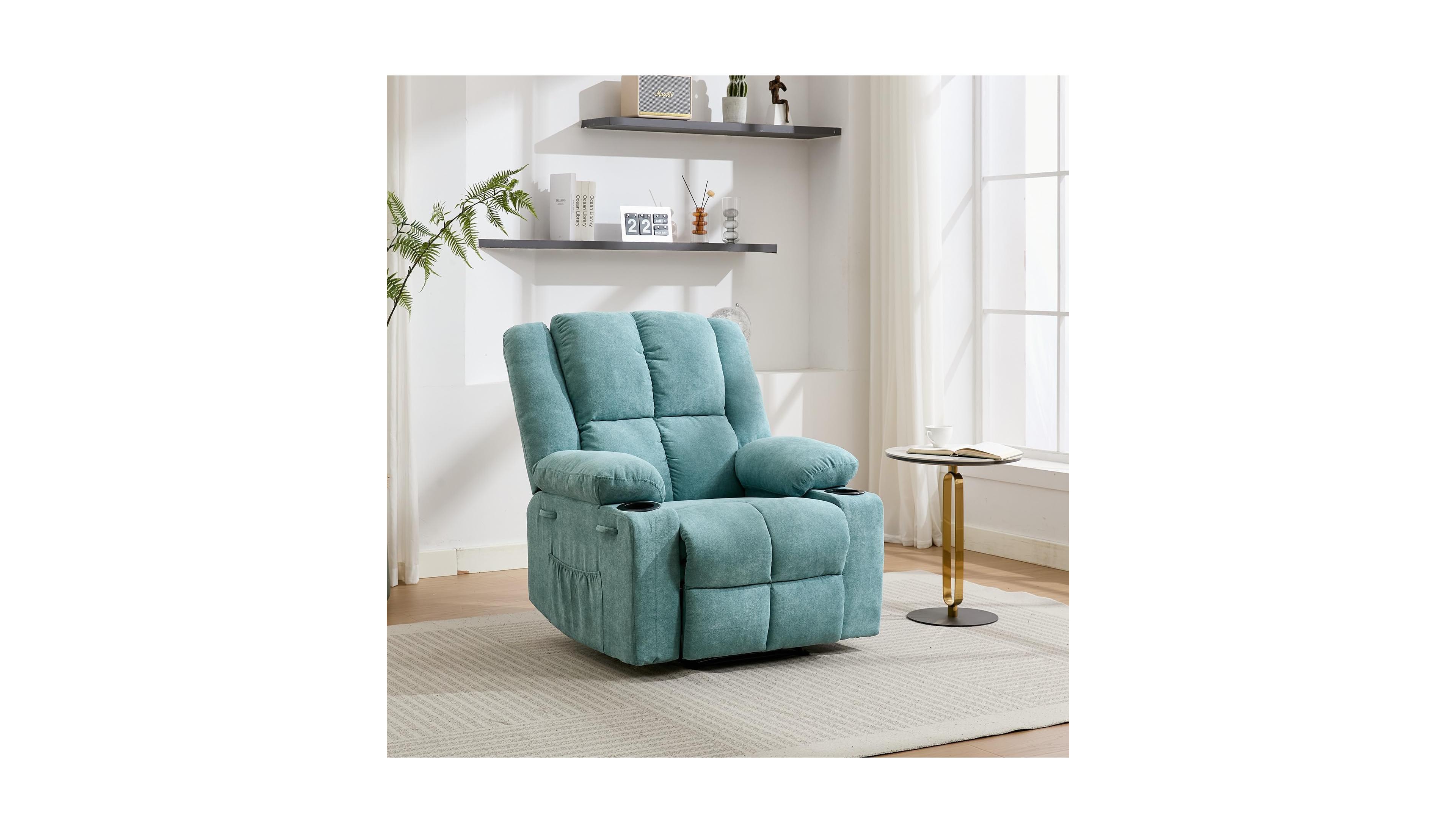gaomon Manual Recliner Chair with Heat and Massage - Ergonomic Oversized Lounge Chair, Side Pockets, Heavy-Duty Steel Frame