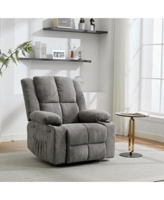 Manual Recliner Chair with Heat and Massage - Ergonomic Oversized Lounge Chair, Side Pockets, Heavy-Duty Steel Frame
