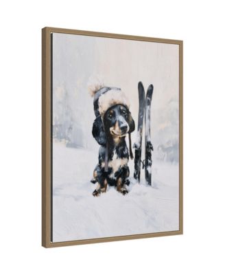 Snowy Winter Dachshund by The Creative Bunch Studio Framed Canvas Wall Art Print