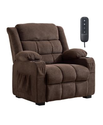 Oversized Power Recliner Chair Remote Memory Positions USB Port Dual,26 Inch Seat Power Recliner Cup Holders Pockets 300 lbs