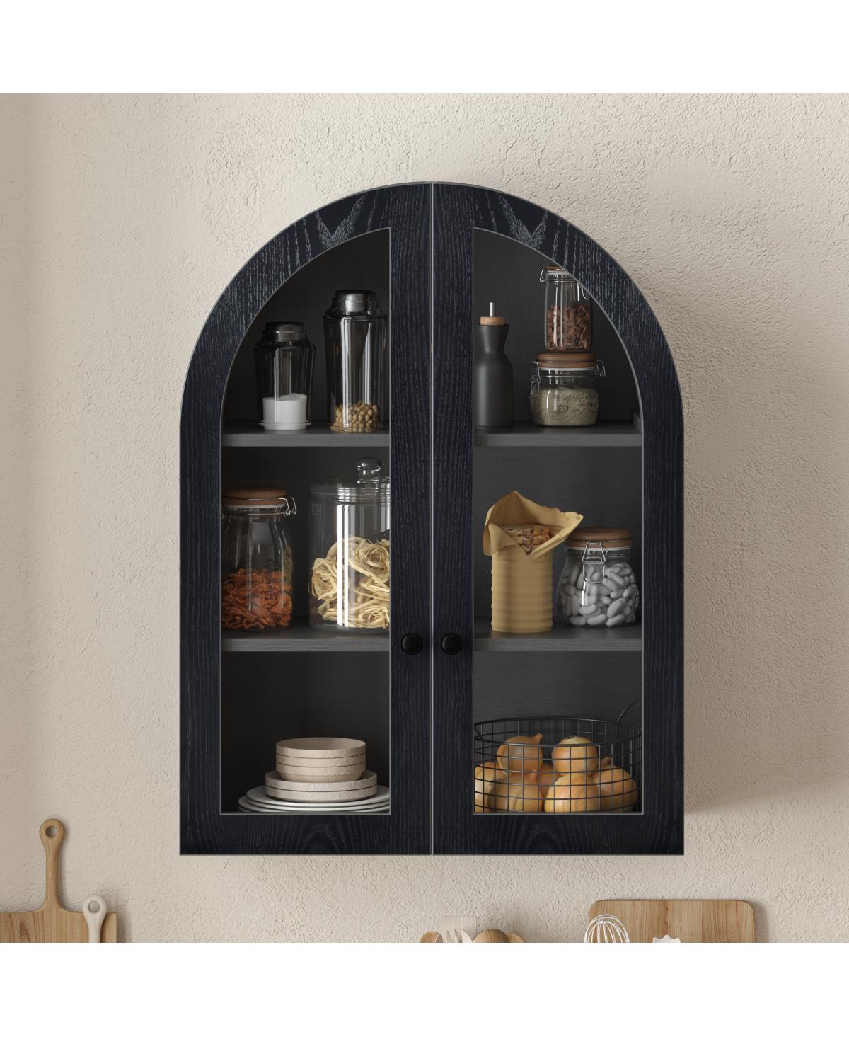 Streamdale Furniture Arched Wood Wall Cabinet with Glass Doors