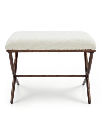 24.5" Modern Upholstered X-Base Ottoman with Metal Legs