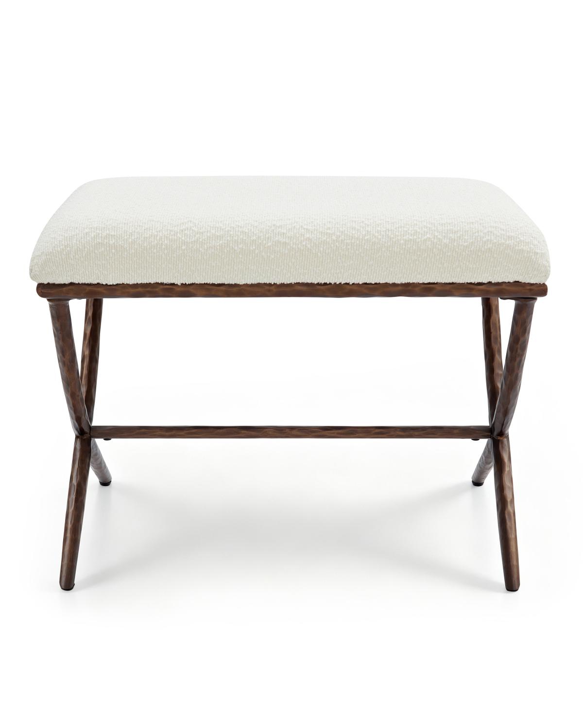 Streamdale Furniture 24.5" Modern Upholstered X-Base Ottoman with Metal Legs - Beige