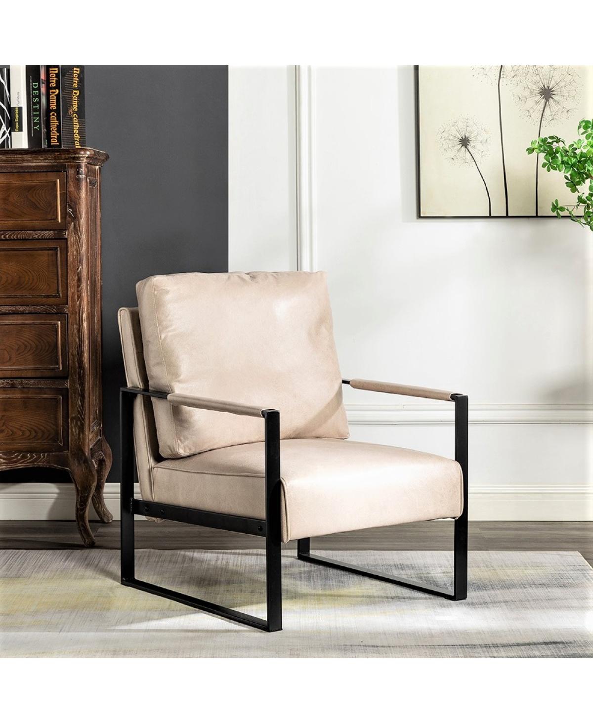 Streamdale Furniture Mid Century Modern Accent Chair in Light Camel Microfiber - Light camel