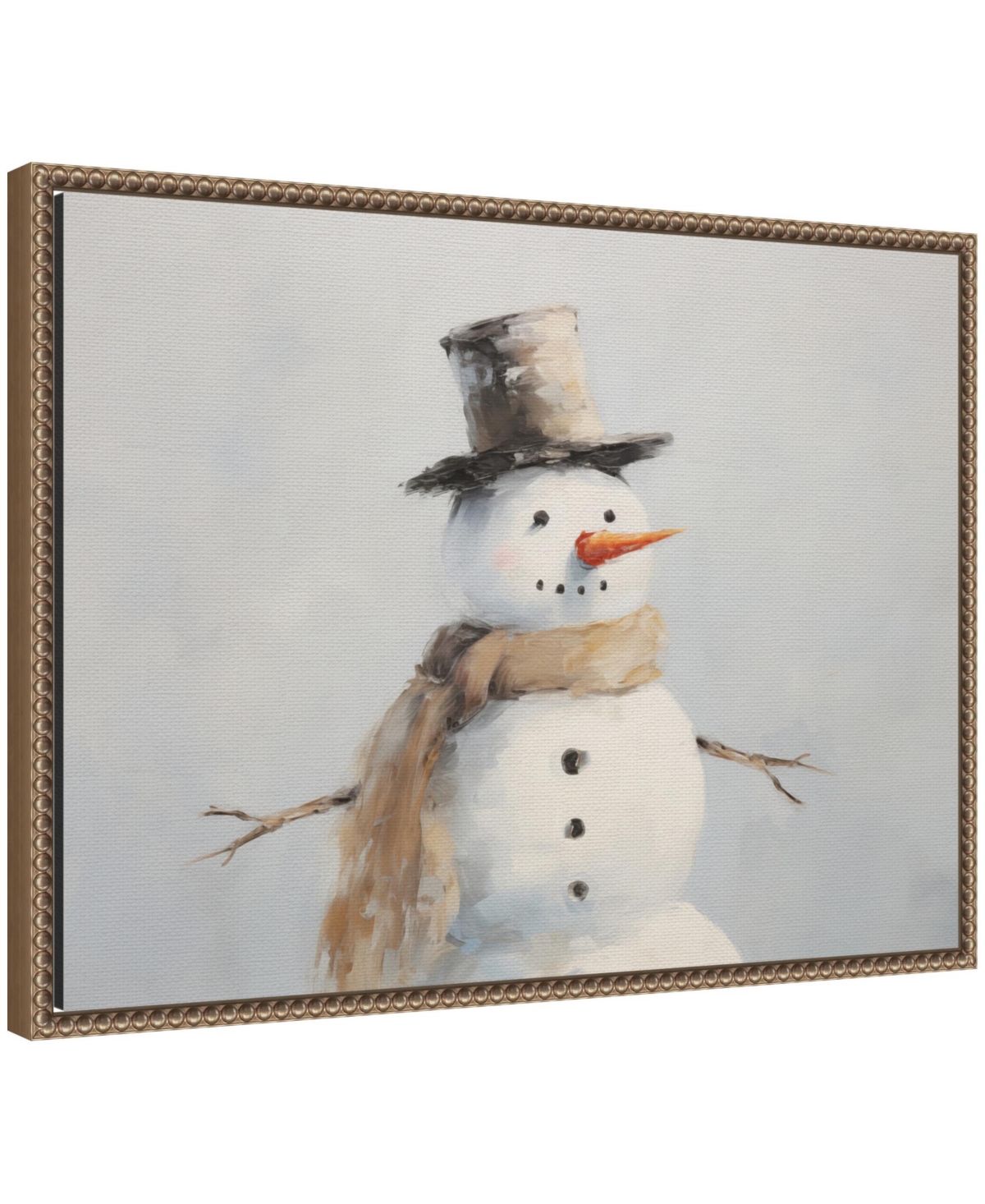 Kate and Laurel Sylvie Beaded Snowman Portrait Framed Canvas by The Creative Bunch Studio