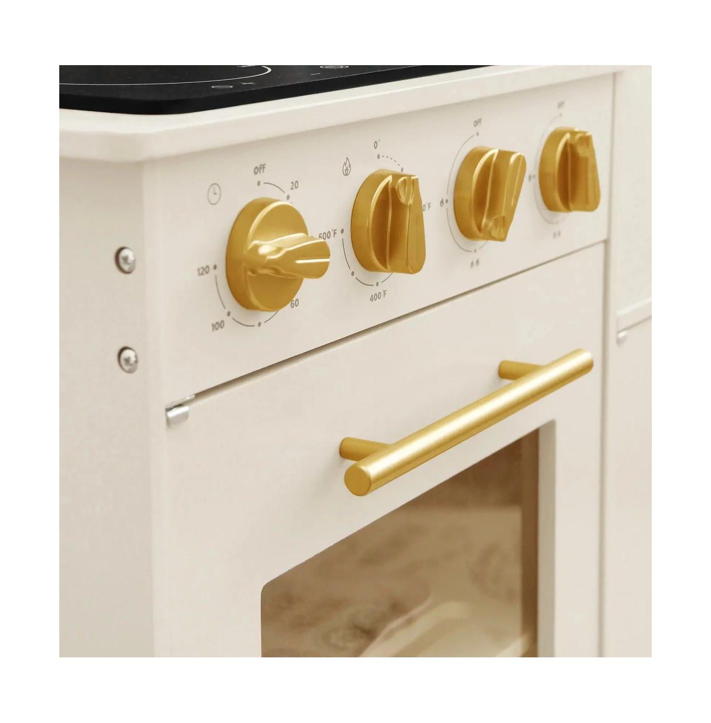 Детские игрушки Tiny Land Iconic Wooden Play Kitchen - Cream Pretend Cooking Set for Kids — фото 8