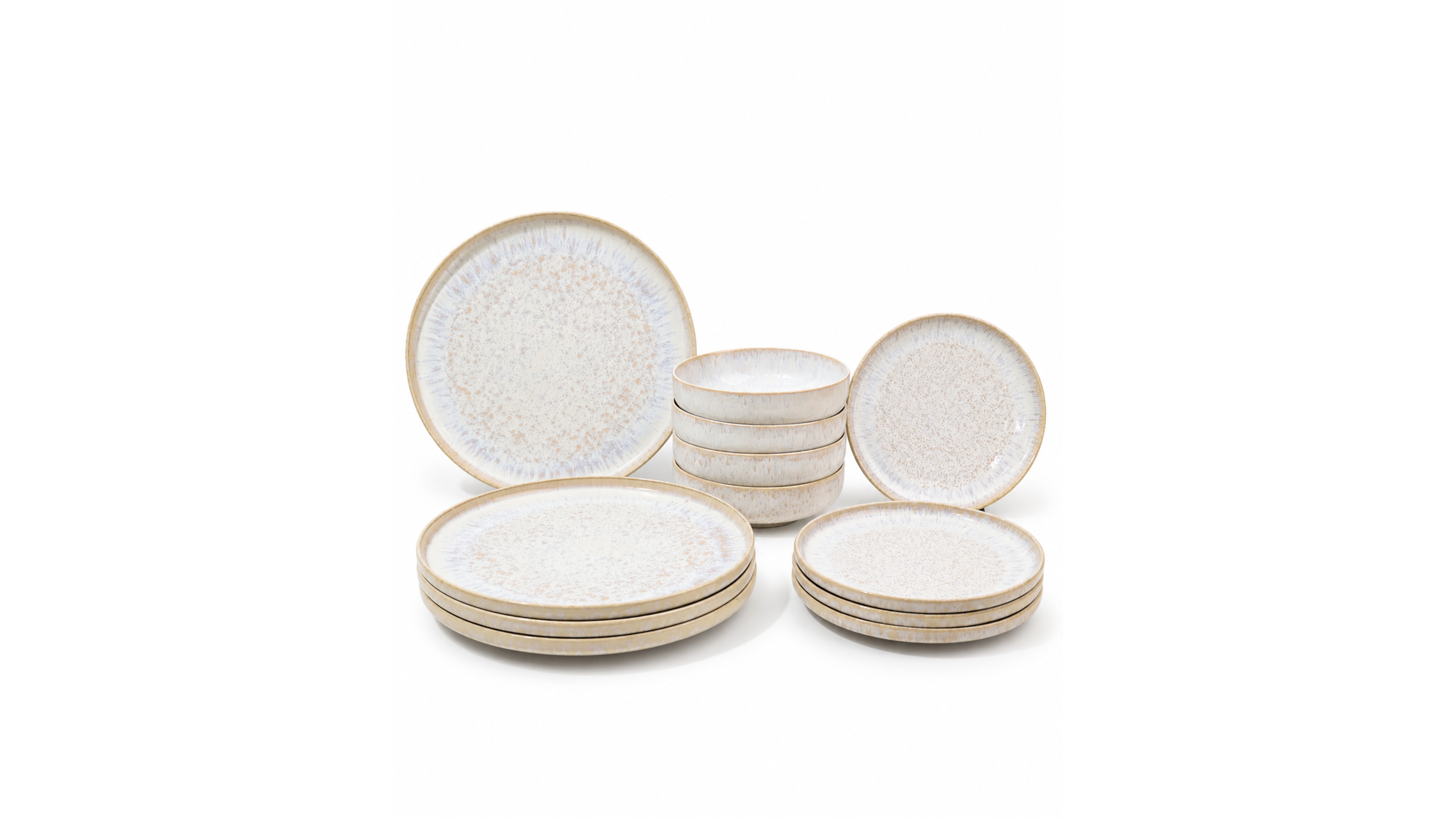 Euro Ceramica Symi White Reactive Glaze 12-Piece Dinnerware Set, Service for 4