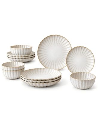 Kea Reactive Glaze 12-Piece Dinnerware Set, Service for 4