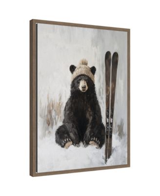 Sylvie Framed Canvas Winter Bear Waiting to Ski by The Creative Bunch Studio