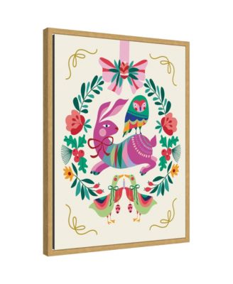 Sylvie Framed Canvas Woodland Animals Christmas Wreath by Rachel Lee