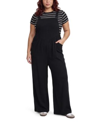 Plus Size Wide-Leg Gauze Overall