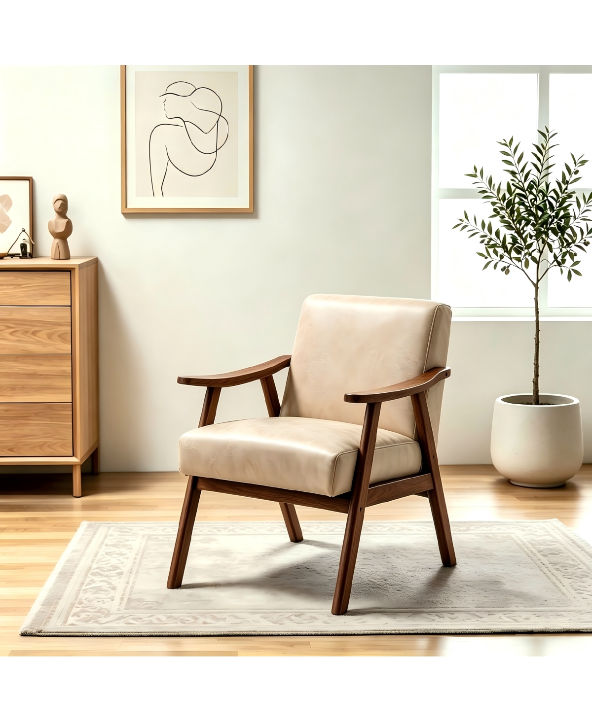 Streamdale Furniture Mid-Century Modern Accent Chair with Microfiber Upholstery