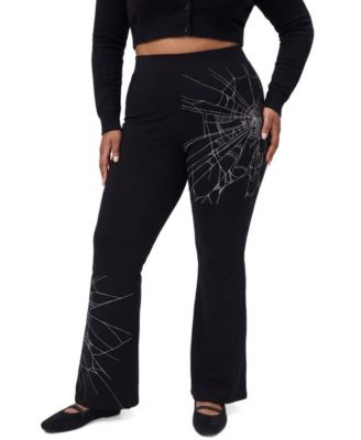 Plus Size Web Flare High-Rise Flared Cotton-Blend Leggings