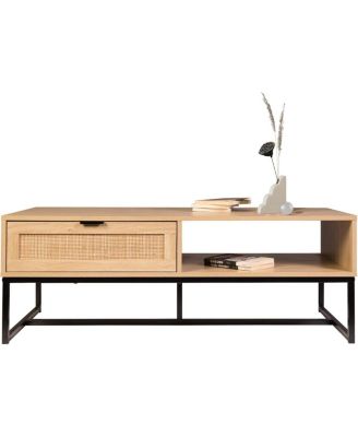 Cove Coastal Modern TV Stand with Storage Cubby and Drawer