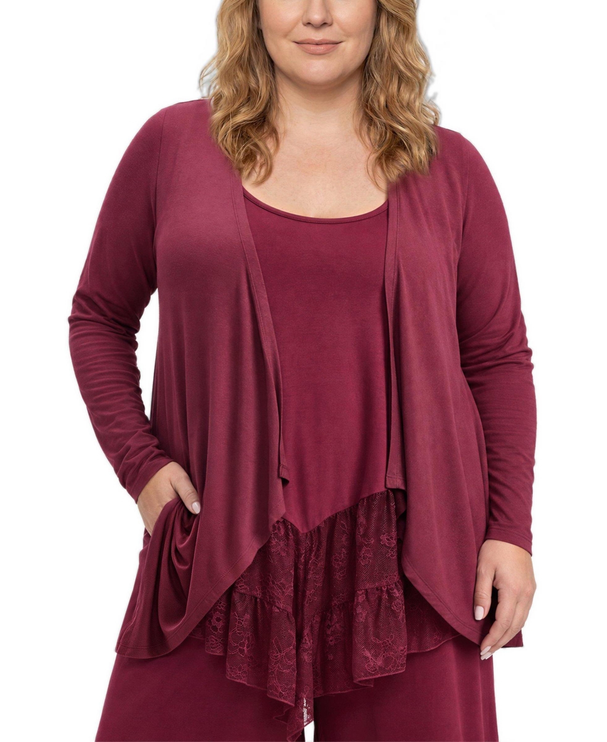 Torrid Women's Plus Lightweight Long-Sleeve Drape-Front Cardigan