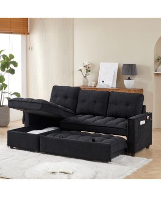 71.3" Reclining Sectional Sofa Bed with USB Ports and Storage Pocket